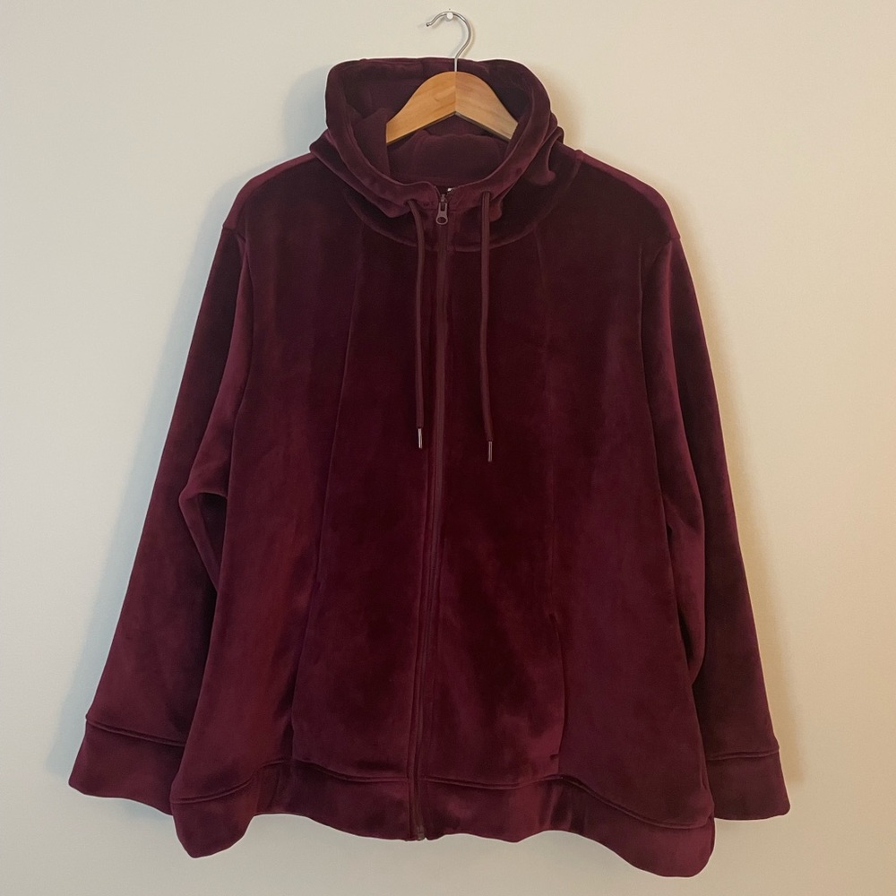 Velvet like hooded jacket 2x